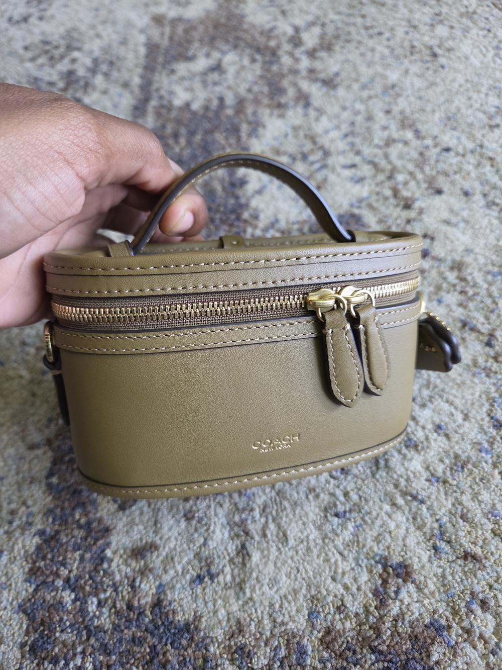 Coach Muted Olive Leather Trail 15 Mini Bag